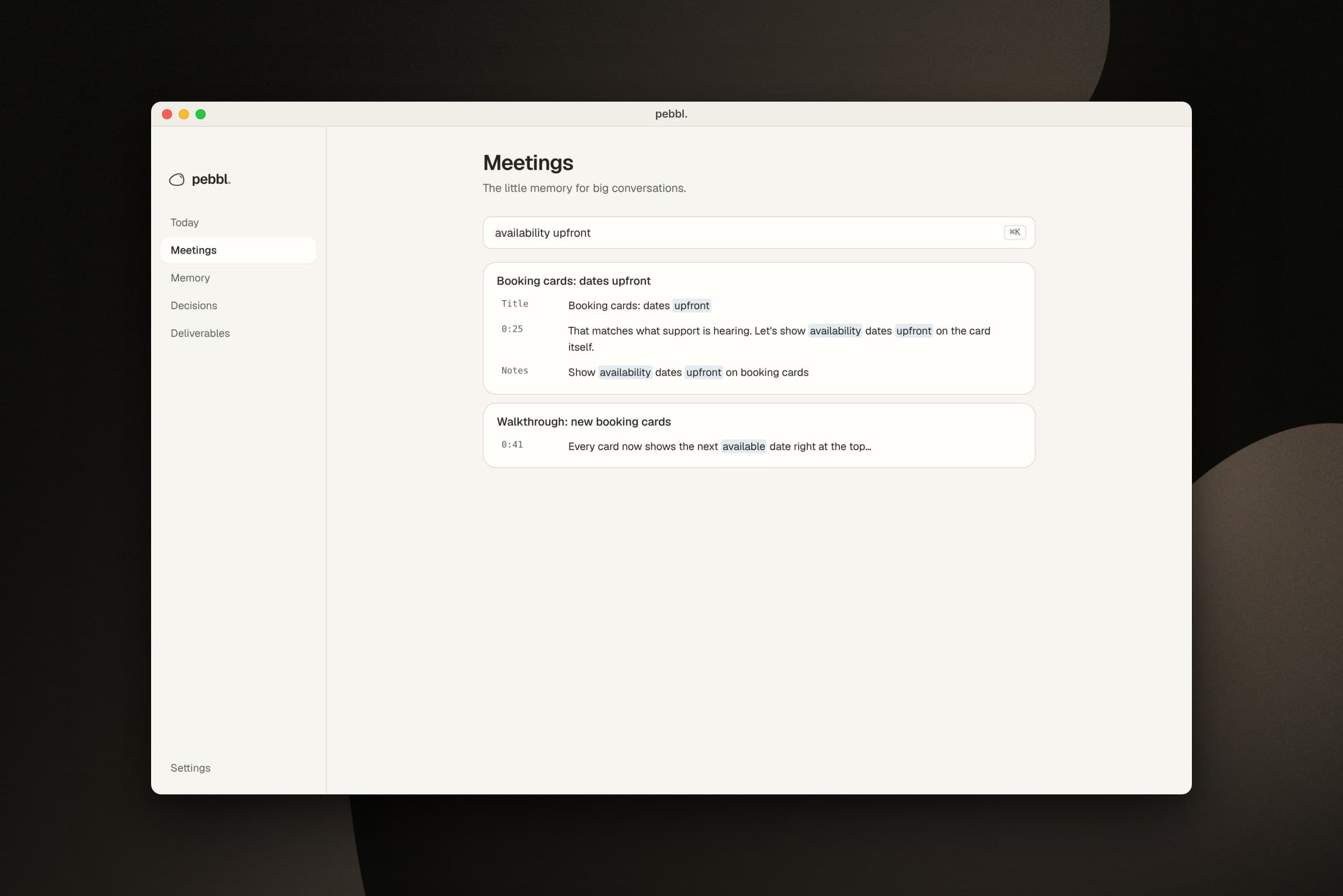 Searching meetings